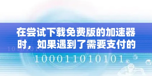在尝试下载免费版的加速器时,如果遇到了需要支付的问题,可以按照以下步骤进行 在尝试下载免费版的加速器时,如果遇到了需要支付的问题,可以按照以下步骤进行